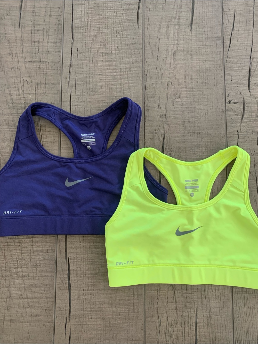 LIKE NEW—-Nike Pro Dri-FIT Sports Bras - Neon Yellow & Purple